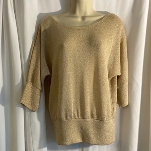 Gold Quarter Sleeve Sweater with Ties in Back. BCX, Size Medium